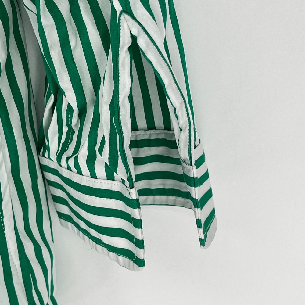 Lauren Ralph Lauren M Green White Striped Button Shirt Cotton Preppy Classic - Picture 7 of 9